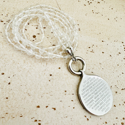 DIE LIEBE IST Anhänger - mit Bergkristall Edelsteinkette