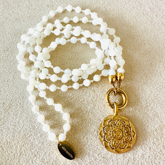 Edelsteinkette Perlmutt - Mandala "Ich Liebe"