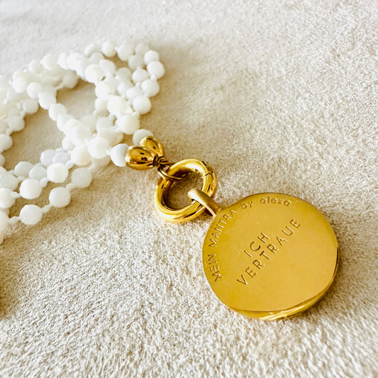 Edelsteinkette Perlmutt - Mandala "Ich Vertraue"