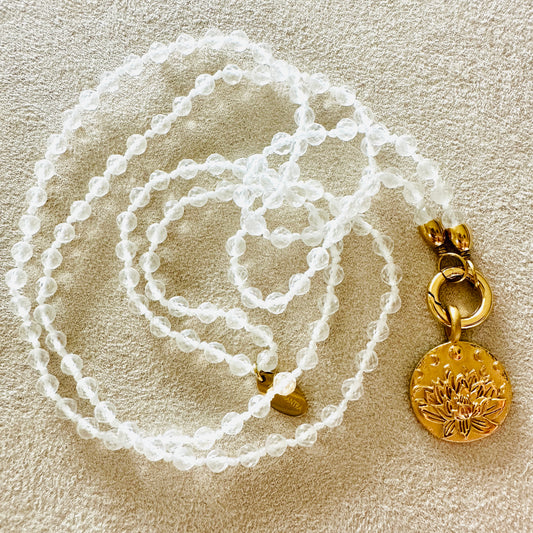 Edelsteinkette Bergkristall - Mandala "Ich Vertraue"