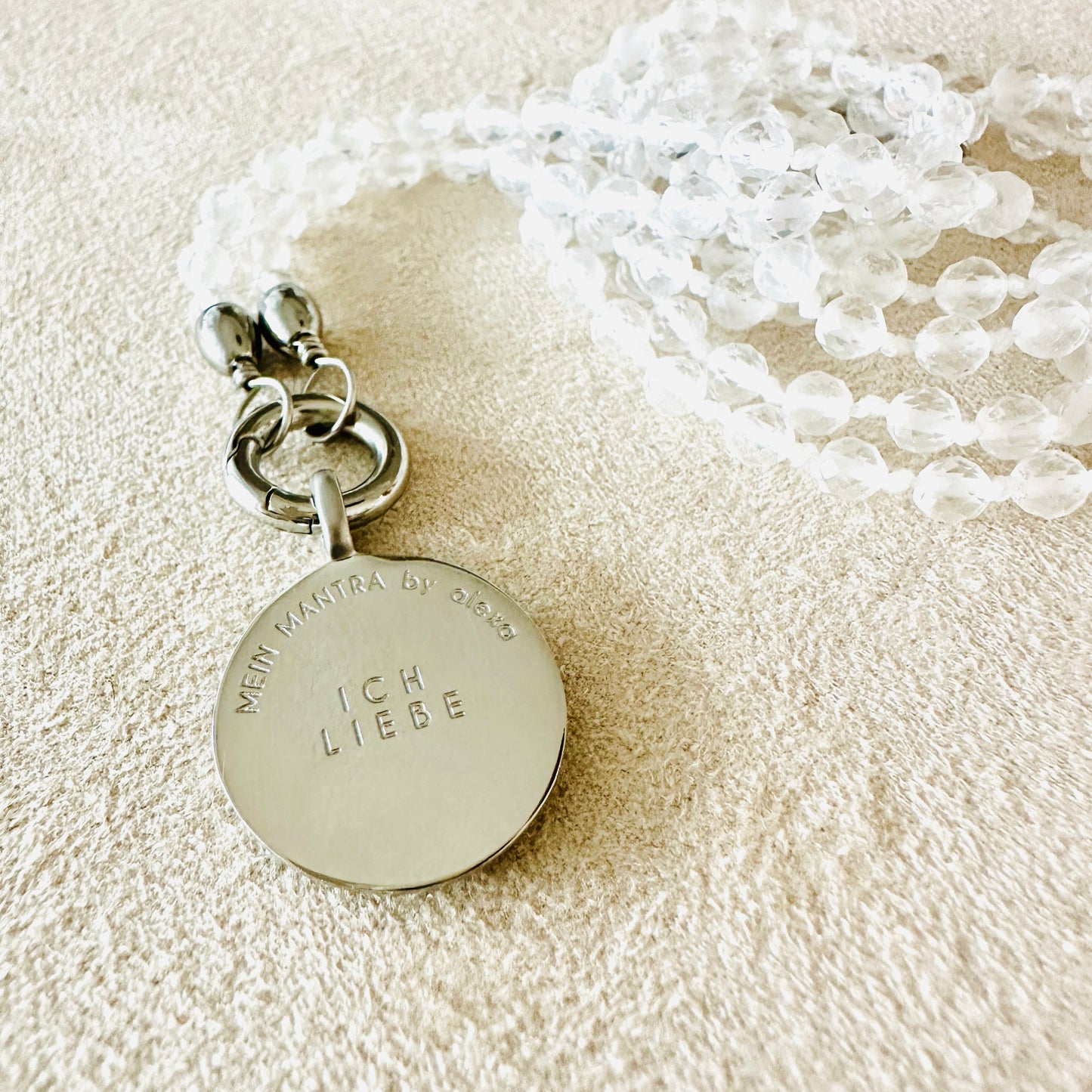 Edelsteinkette Bergkristall - Mandala "Ich Liebe"