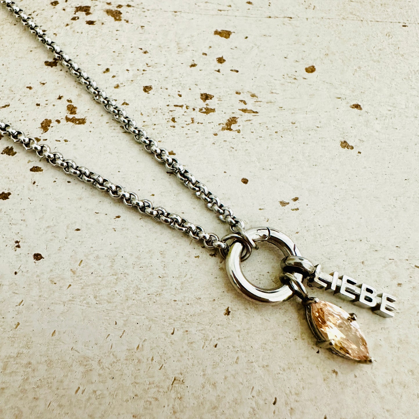 Charmkette mit Karabiner - LIEBE & Geburtstein November Charm