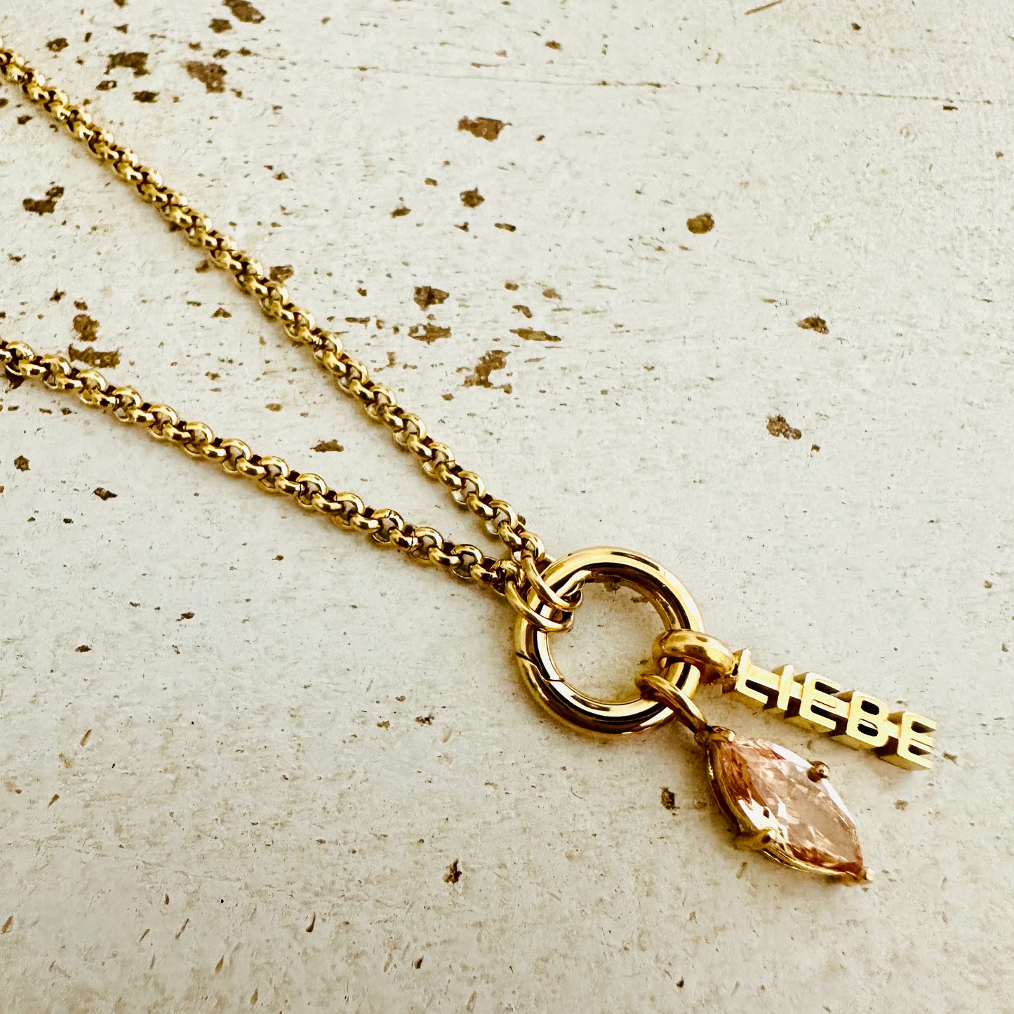 Charmkette mit Karabiner - LIEBE & Geburtstein November Charm