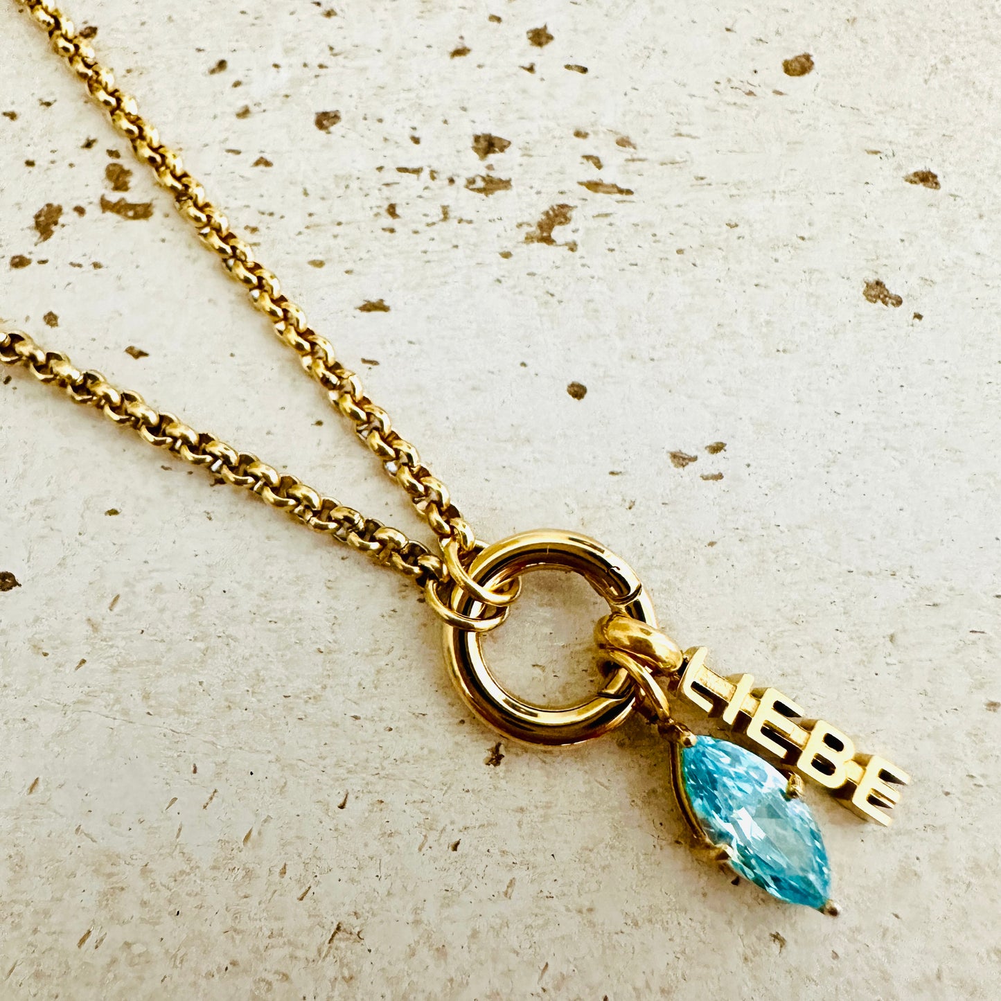 Charmkette mit Karabiner - LIEBE & Geburtstein Dezember Charm