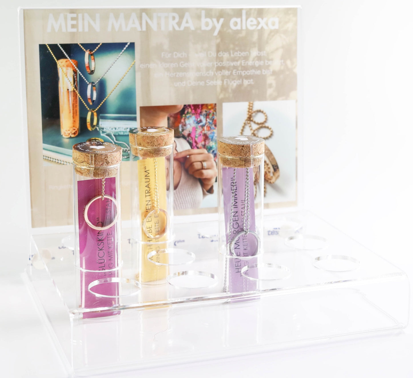 Plexiglasdisplay- Reagenzgläser