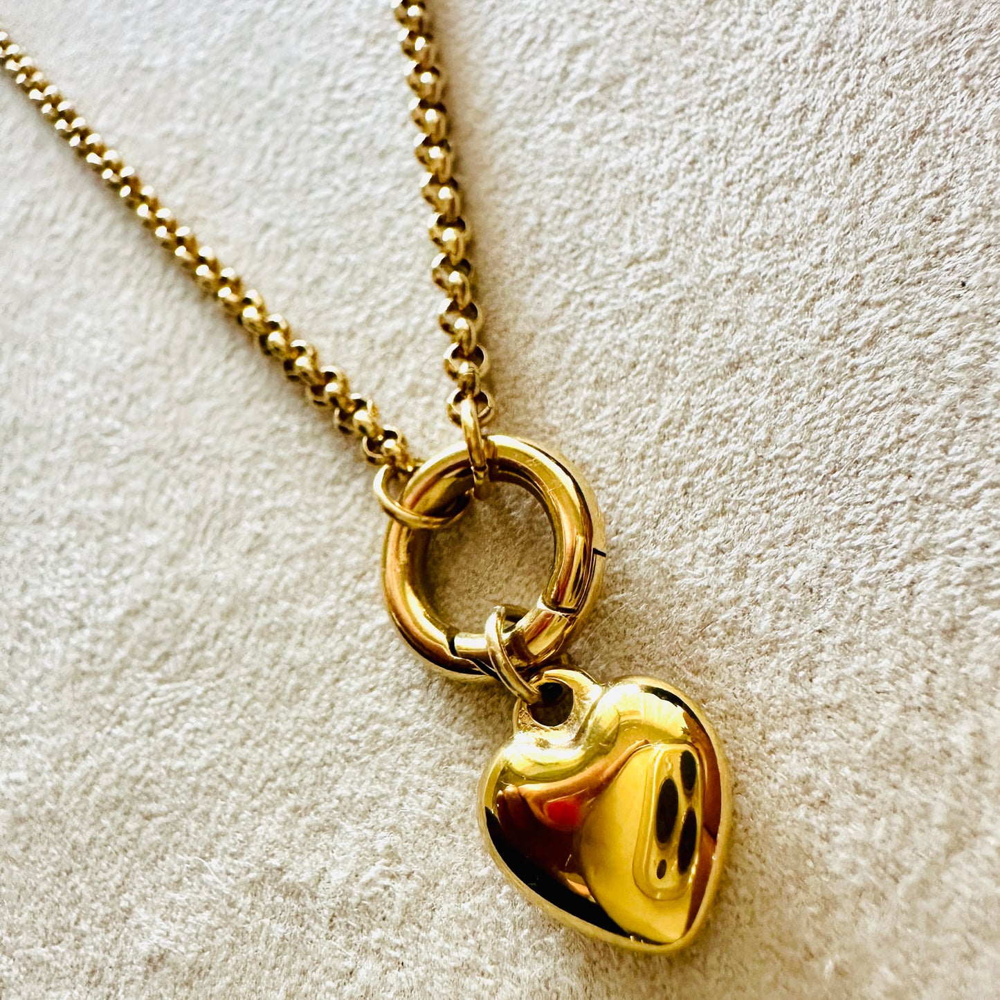 Charmkette mit Karabiner mit Bubble Herz Charm