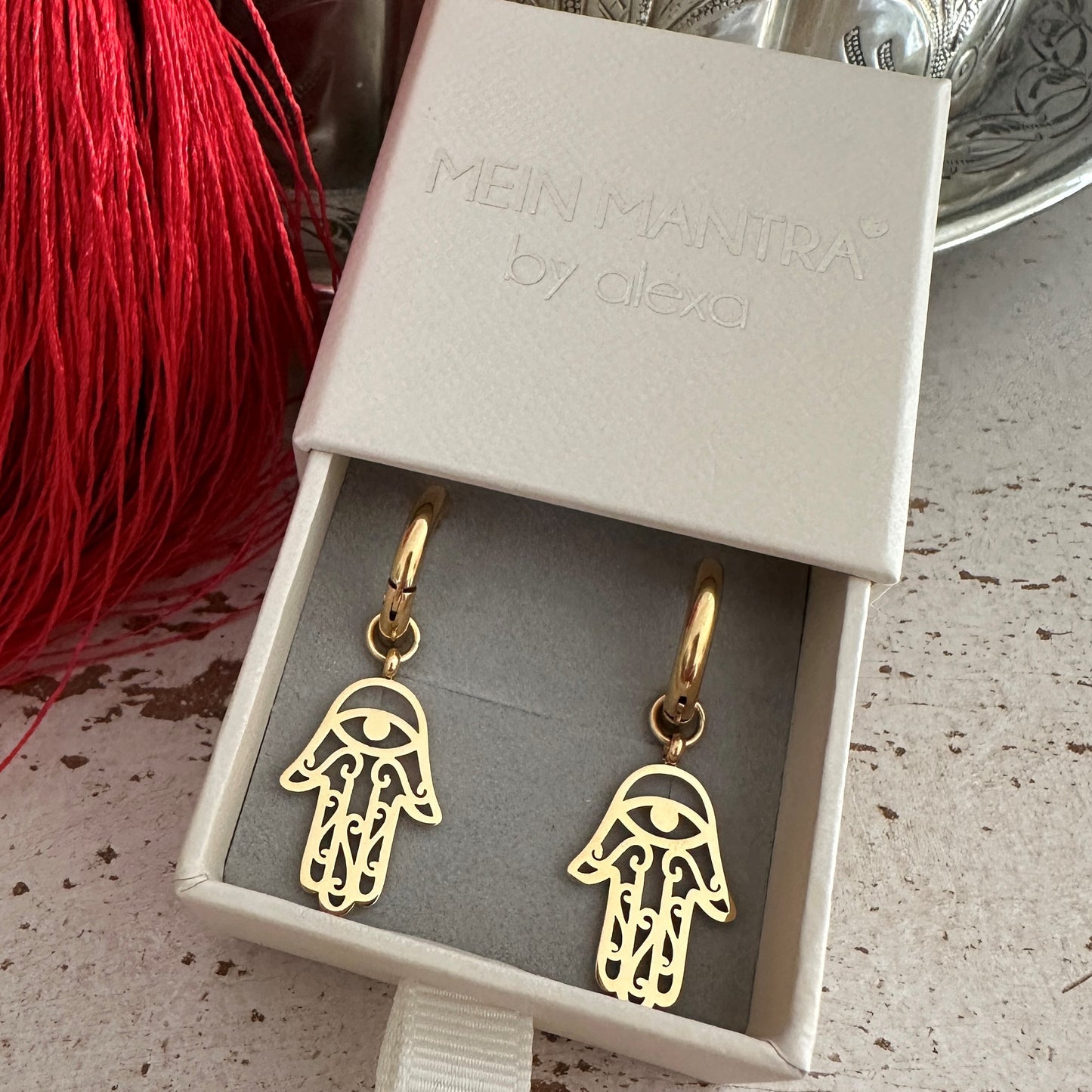 Hoop - Ohrringe mit Hamsa-Hand