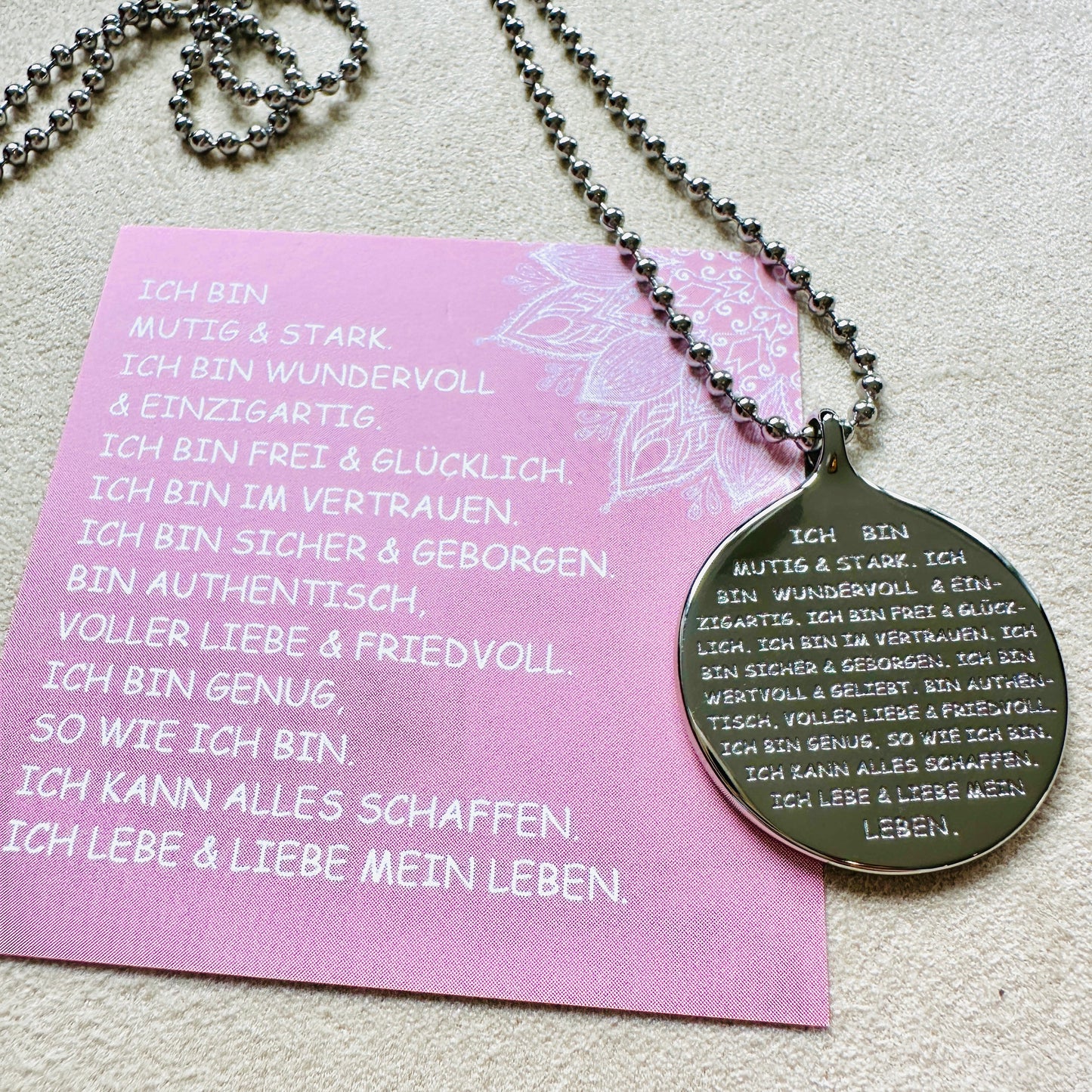 "ICH BIN" Anhänger mit Kugelkette