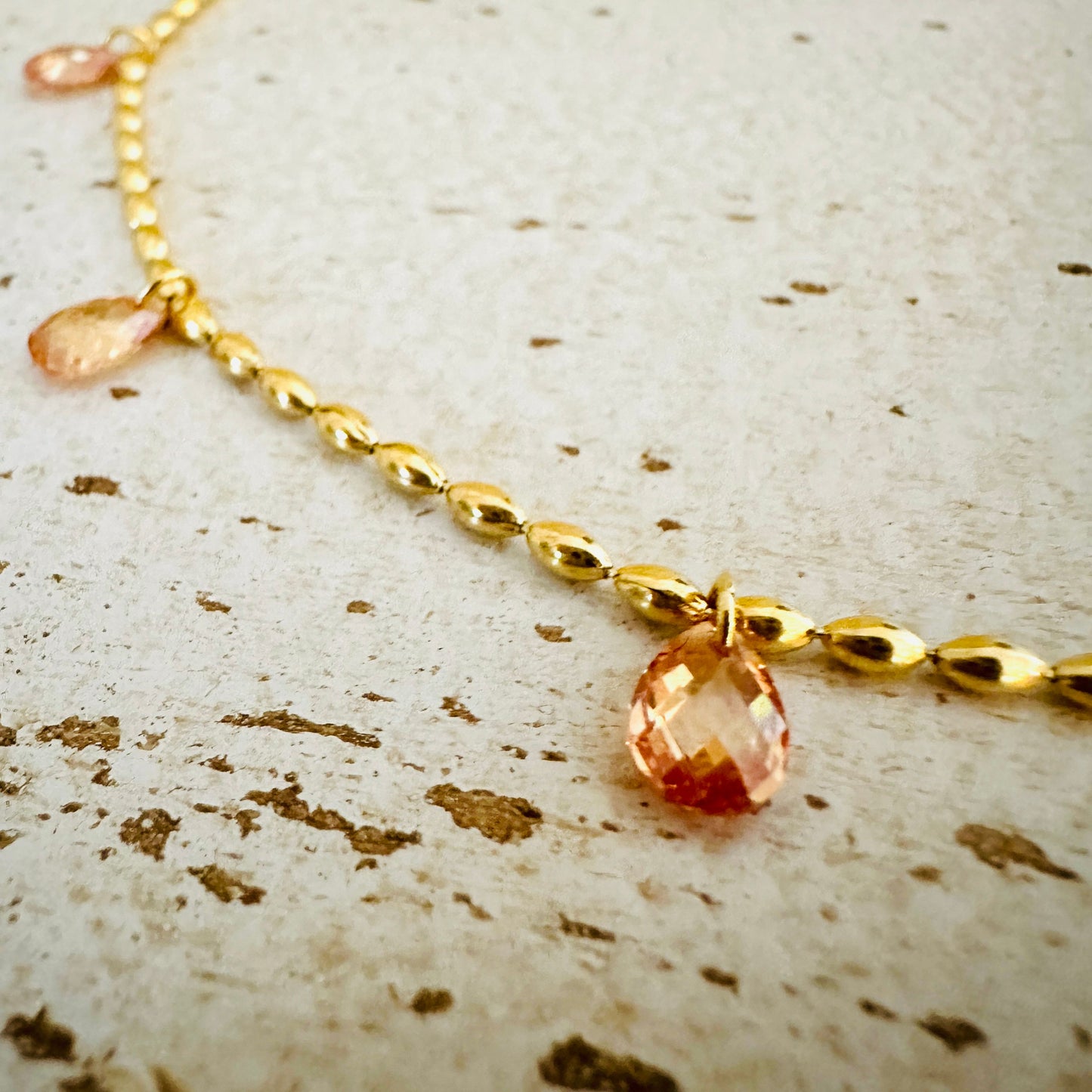 Olivenkette "Soft Champagne" CZ Zirkonia Steinen