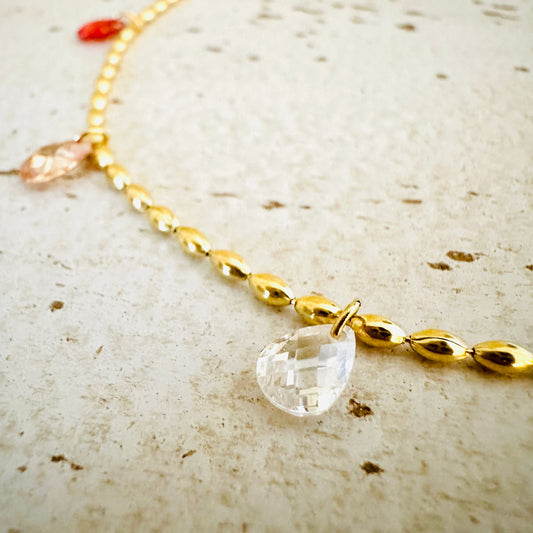 Olivenkette "Sunset Serenade" CZ Zirkonia Steinen