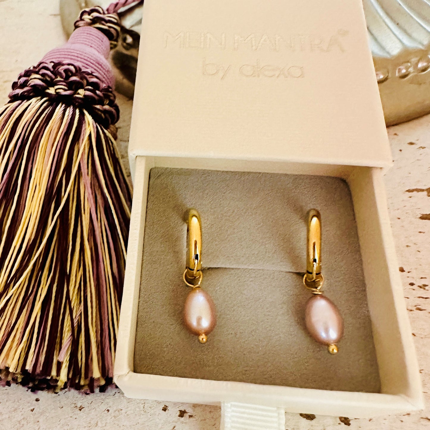Hoop - Ohrringe mit Perlen "Lavendel"