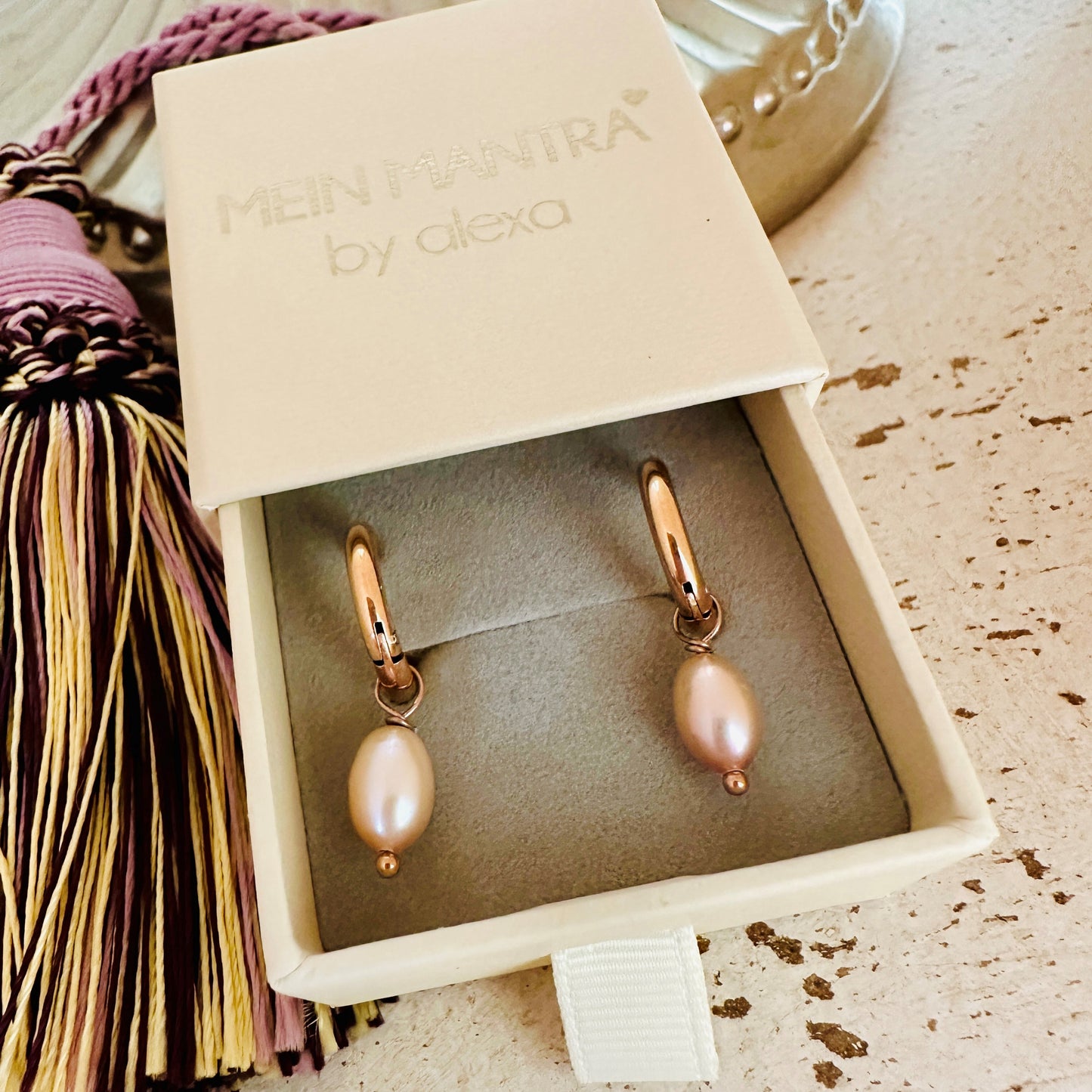 Hoop - Ohrringe mit Perlen "Rosé"