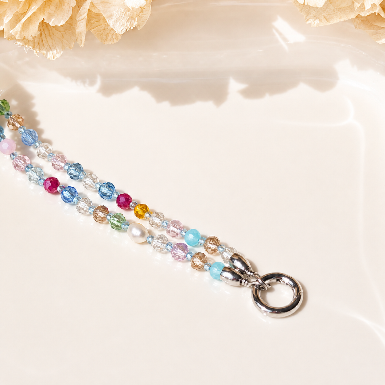 Charmkette mit Karabiner "Glasperlen"