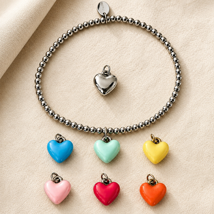 Kugelarmband mit Bubble Herz – Edelstahl von meinmantra – Ansicht 2