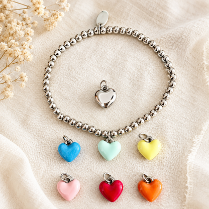 Kugelarmband mit Bubble Herz – Edelstahl von meinmantra – Ansicht 3