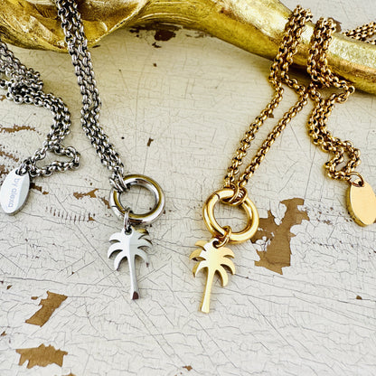 Charmkette mit Karabiner mit Palmen Charm