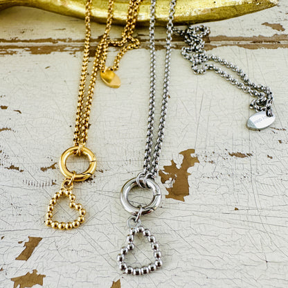 Charmkette mit Karabiner mit Herz Charm