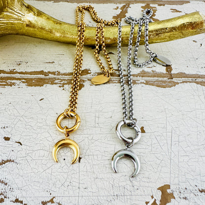 Charmkette mit Karabiner mit Mond Charm