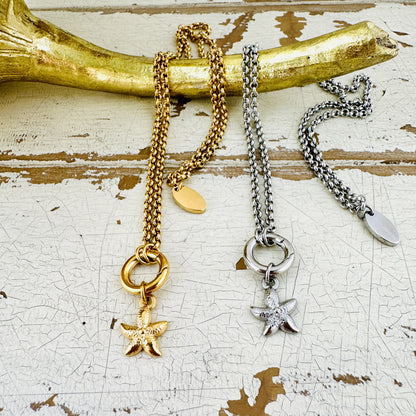 Charmkette mit Karabiner mit Seestern Charm