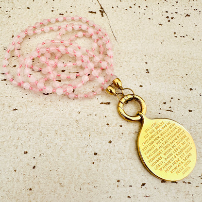 DIE LIEBE IST Anhänger - mit Rosenquarz Edelsteinkette