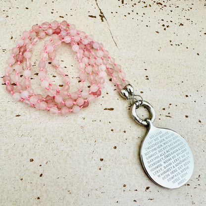 DIE LIEBE IST Anhänger - mit Rosenquarz Edelsteinkette