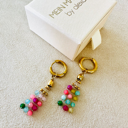 Hoop - Ohrringe mit Hellbuntem Chalcedon Charm