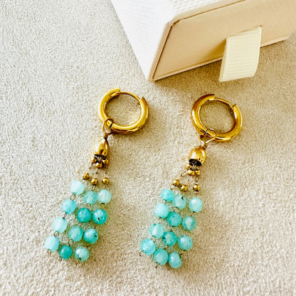 Hoop - Ohrringe mit Chalcedon Türkis Charm