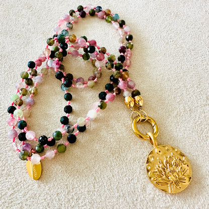 Edelsteinkette Turmalin - Mandala "Ich Vertraue"