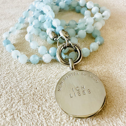 Edelsteinkette Aquamarin - Mandala "Ich Liebe"