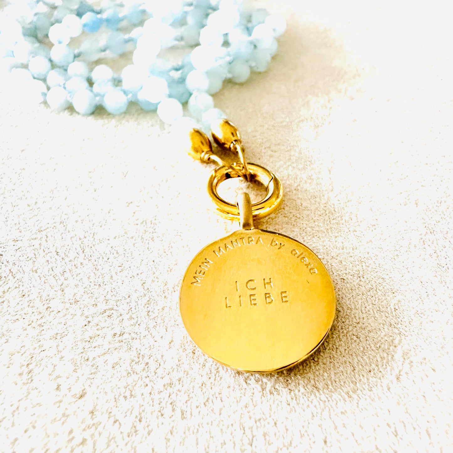 Edelsteinkette Aquamarin - Mandala "Ich Liebe"