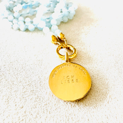 Edelsteinkette Aquamarin - Mandala "Ich Liebe"