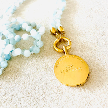 Edelsteinkette Aquamarin - Mandala "Ich Vertraue"