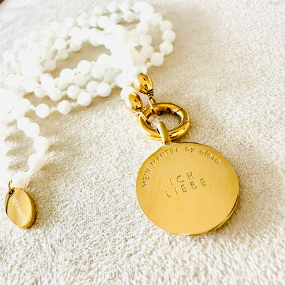 Edelsteinkette Perlmutt - Mandala "Ich Liebe"