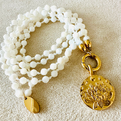 Edelsteinkette Perlmutt - Mandala "Ich Vertraue"