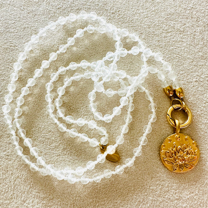 Edelsteinkette Bergkristall - Mandala "Ich Vertraue"