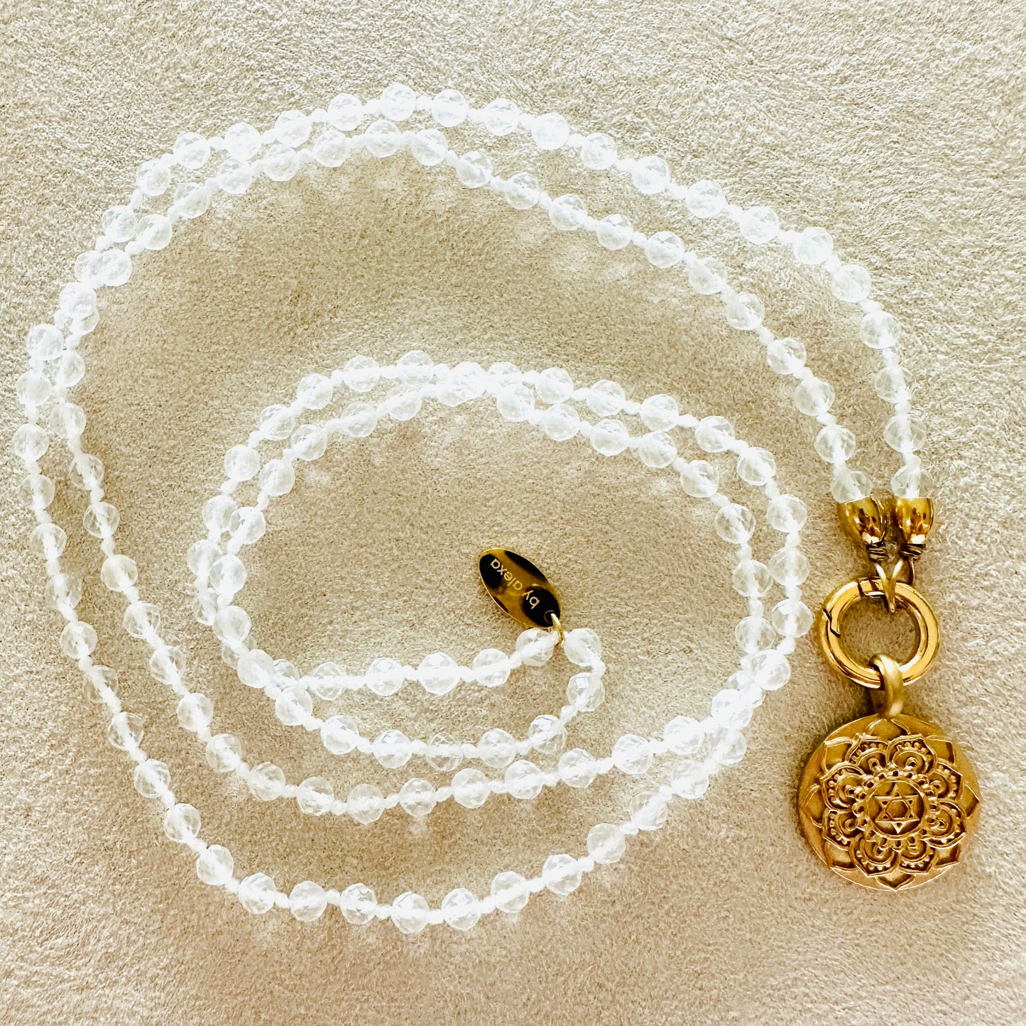 Edelsteinkette Bergkristall - Mandala "Ich Liebe"