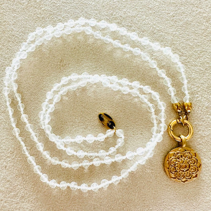 Edelsteinkette Bergkristall - Mandala "Ich Liebe"