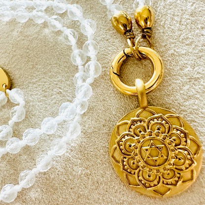 Edelsteinkette Bergkristall - Mandala "Ich Liebe"