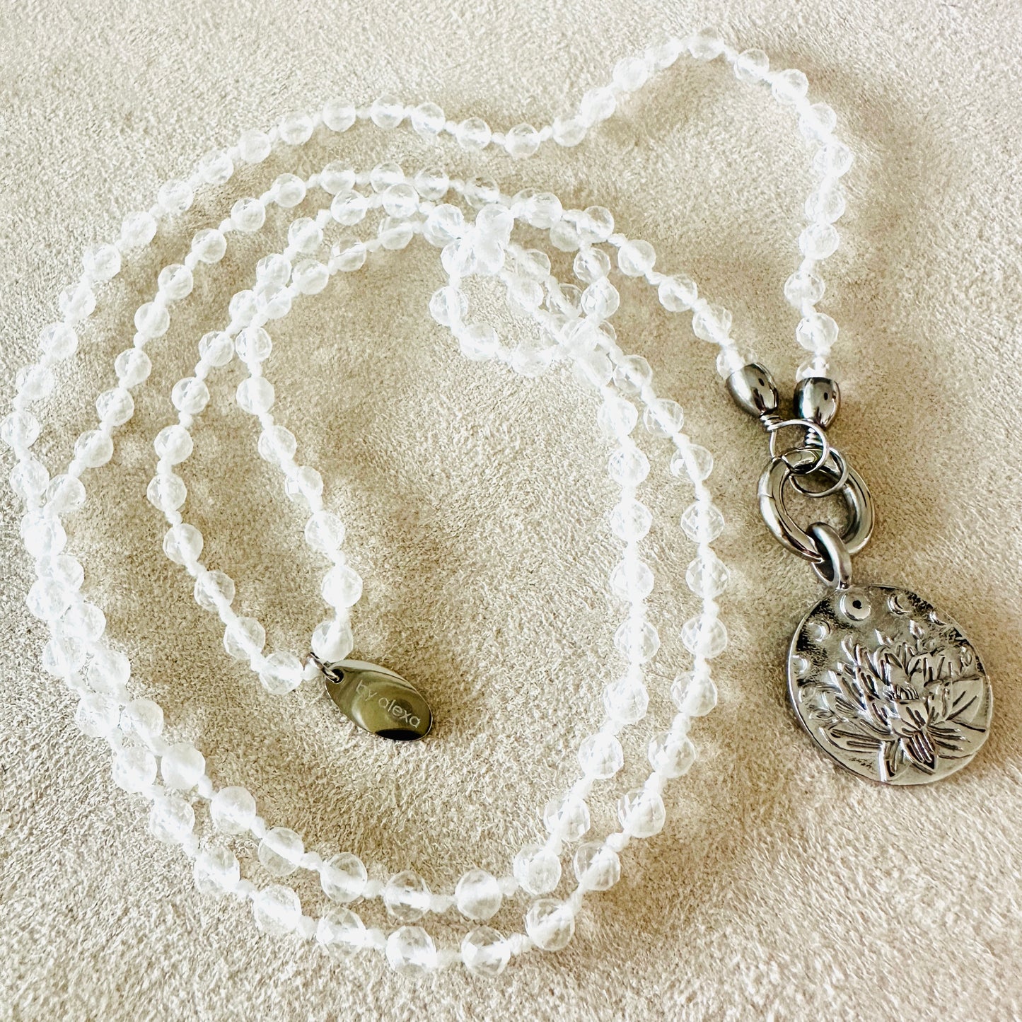 Edelsteinkette Bergkristall - Mandala "Ich Vertraue"