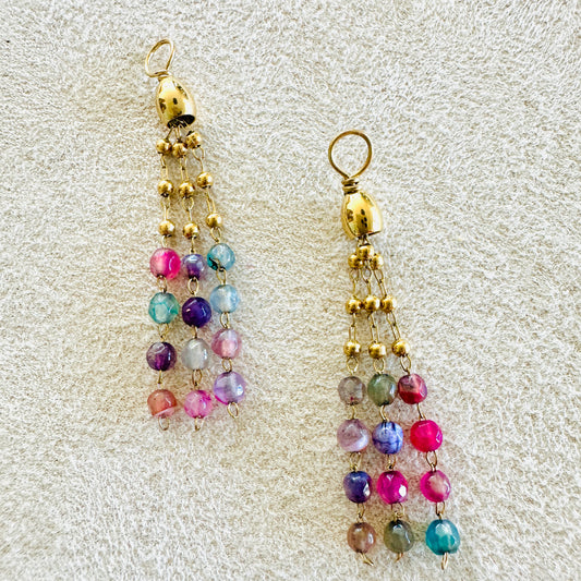 Ohrring Charms - Buntpinkem Chalcedon