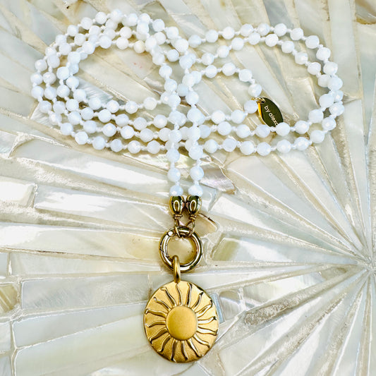 Edelsteinkette Perlmutt - Mandala "SONNENSEELE"