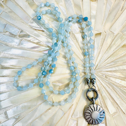 Edelsteinkette Aquamarin - Mandala "SONNENSEELE"