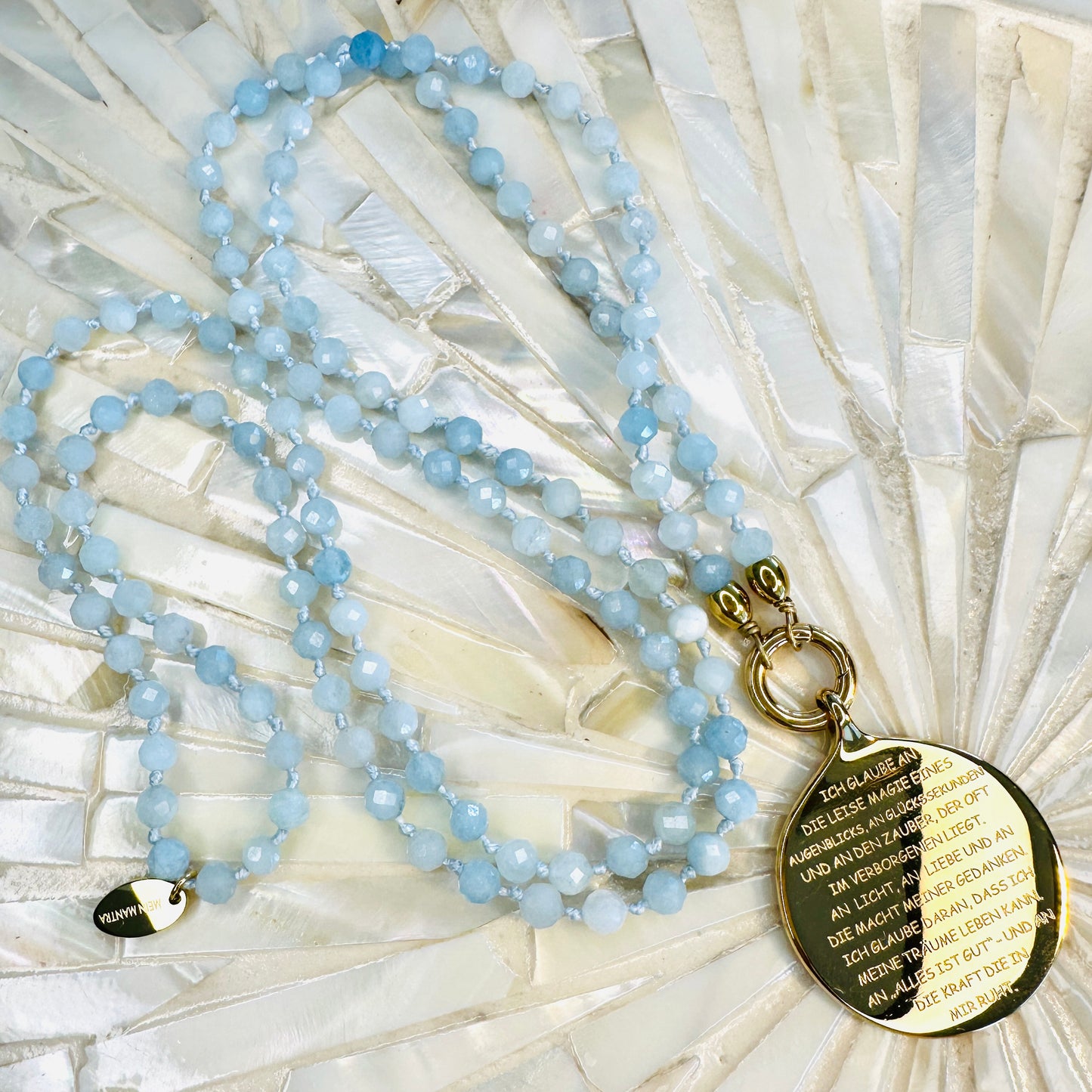 ICH GLAUBE AN - Anhänger mit Aquamarin Edelsteinkette