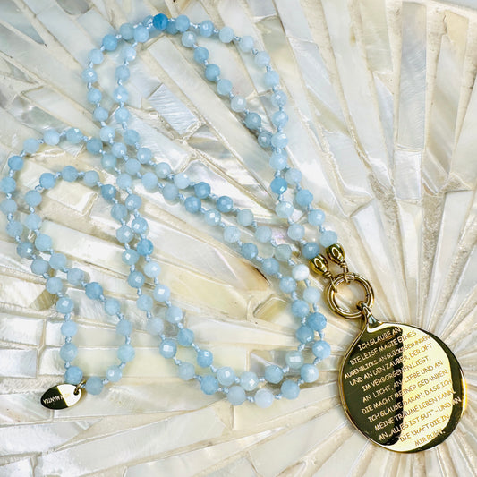 ICH GLAUBE AN - Anhänger mit Aquamarin Edelsteinkette