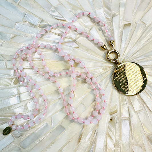 ICH GLAUBE AN Anhänger - mit Rosenquarz Edelsteinkette