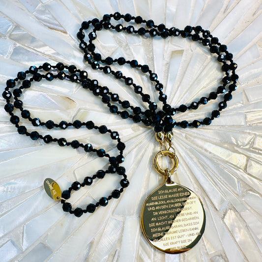 ICH GLAUBE AN Anhänger - mit Spinell Edelsteinkette