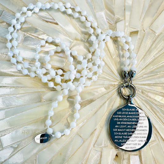 ICH GLAUBE AN - Anhänger mit Perlmutt Edelsteinkette