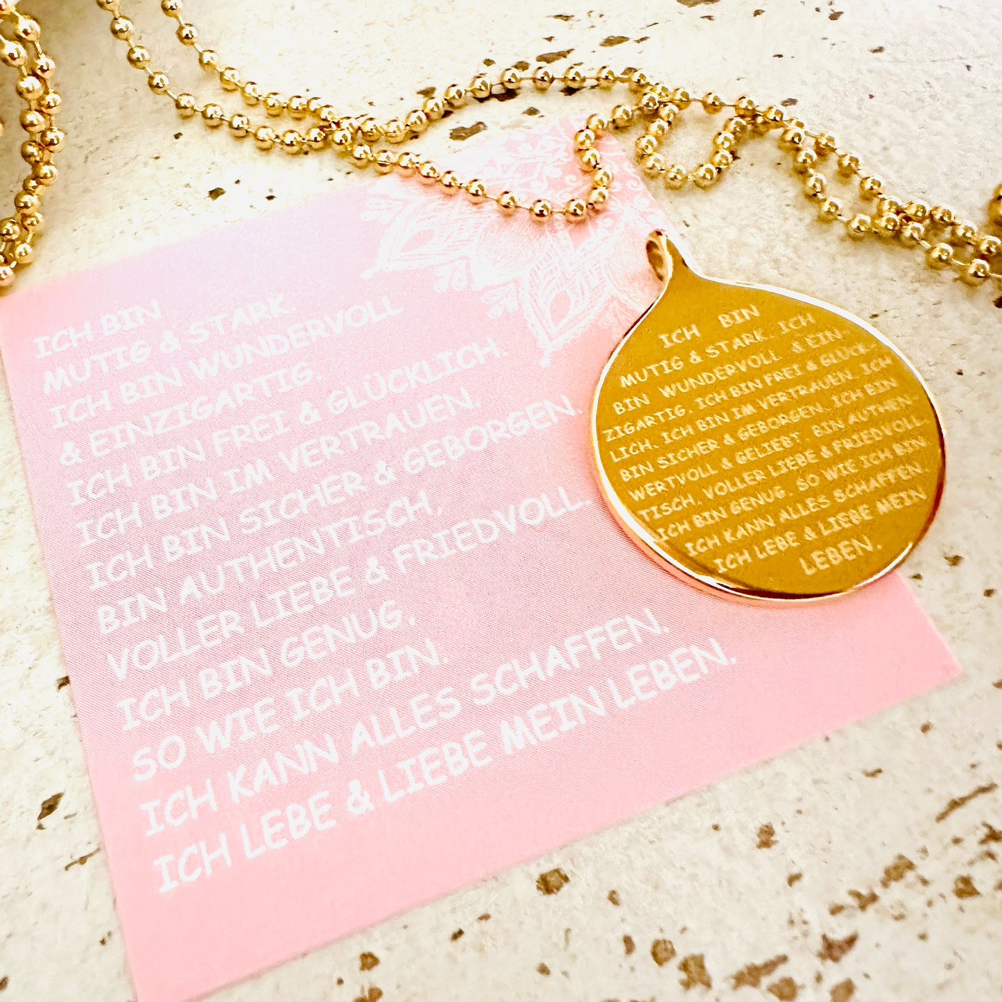 "ICH BIN" Anhänger mit Kugelkette