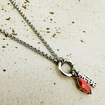 Charmkette mit Karabiner - LIEBE & Geburtstein Juli Charm