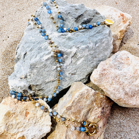Edelsteinkette Chalcedon Blau